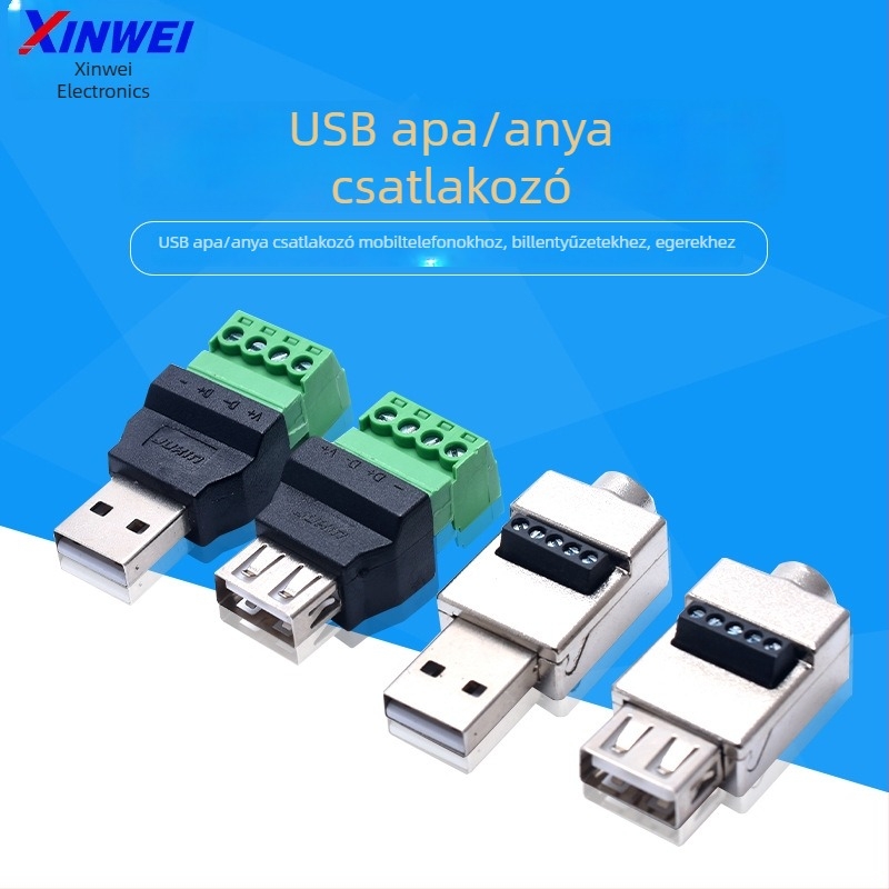 Forrasztásmentes USB dugó, USB férfi és női csatlakozó pár, 16 tűs, telefonhoz, billentyűzethez és egérhez