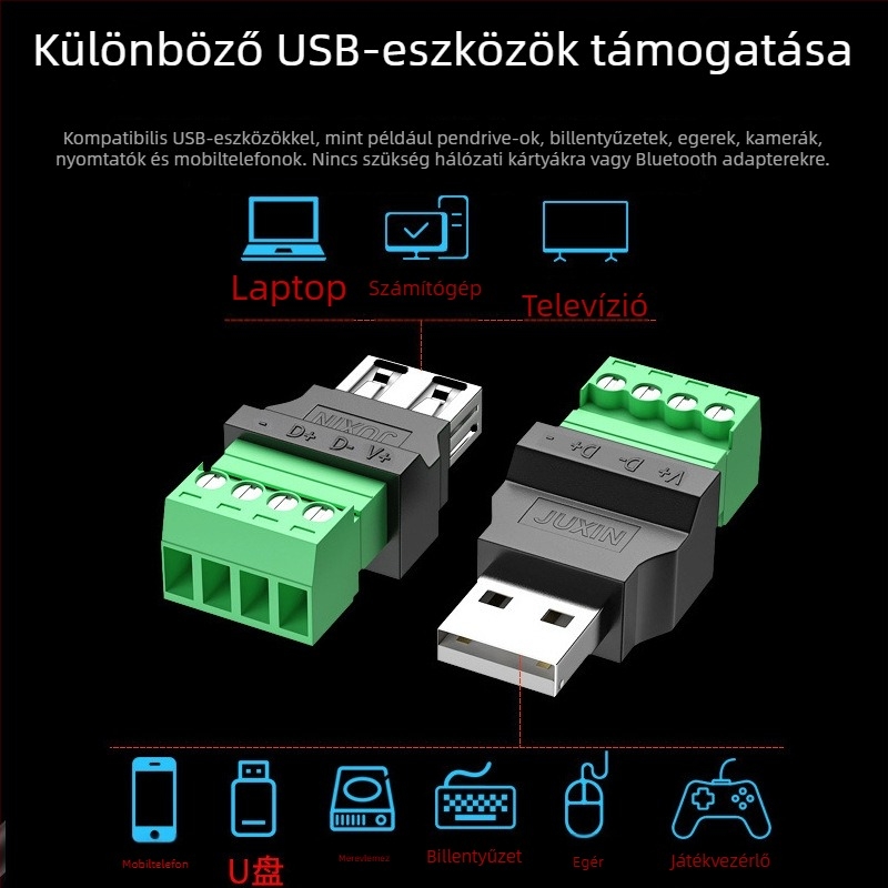 Forrasztásmentes USB dugó, USB férfi és női csatlakozó pár, 16 tűs, telefonhoz, billentyűzethez és egérhez