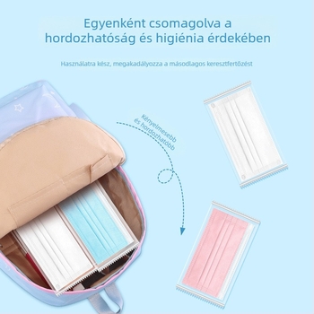 Gyerekeknek szóló orvosi sebészeti maszkok, gyermek méret, egyszer használatos, fehér, nemszövött anyag, 50 db