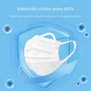 Gyerekeknek szóló orvosi sebészeti maszkok, gyermek méret, egyszer használatos, fehér, nemszövött anyag, 50 db