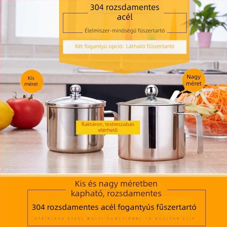 304 rozsdamentes acélból készült ízesítőüvegek készlete a konyhához fogantyúval
