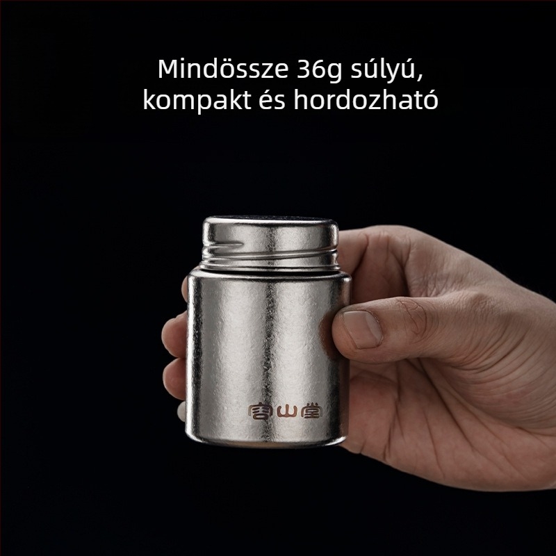 RongshanTang tiszta titán utazó teás doboz, kis méretű hordozható teás doboz, zárható tea tároló