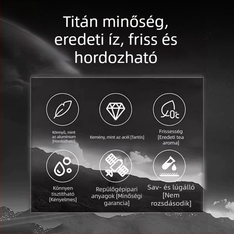 RongshanTang tiszta titán utazó teás doboz, kis méretű hordozható teás doboz, zárható tea tároló