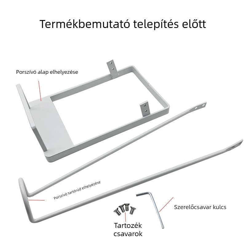 Otthoni porszívótartó állvány, fúrás nélküli tároló polc, padlóra szervező tartó, kézi porszívó tartó