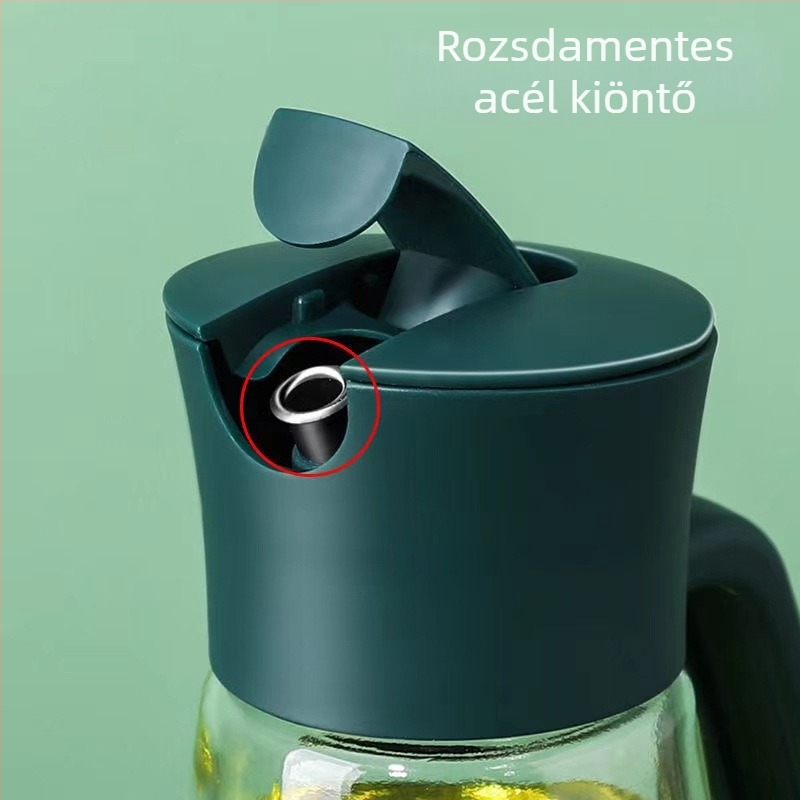Üveg olajtartó palack fordított dizájnnal, szivárgásmentes, nagy kapacitású, automatikus nyitás-zárású kifolyó szójaszósz és ecet számára