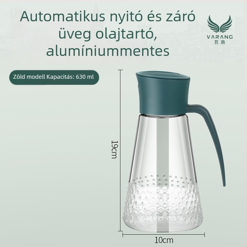 Üveg olajtartó palack fordított dizájnnal, szivárgásmentes, nagy kapacitású, automatikus nyitás-zárású kifolyó szójaszósz és ecet számára