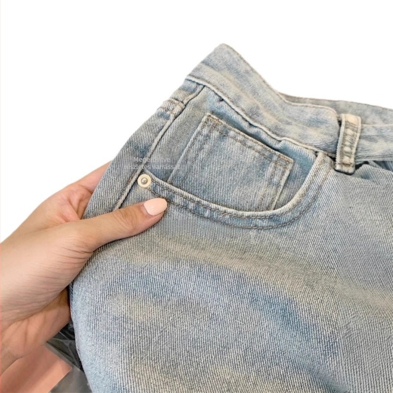 Női farmernadrág denimből, 2026-os új modell, korai ősz, vékony anyag, magas derék, egyenes szár, amerikai utcai stílus kis testalkathoz