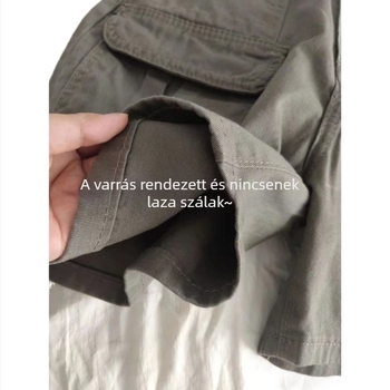 Plusz méretű magas derékú, egyenes szabású farmernadrág zsebekkel, 3/4 hosszú, mindennapi munkastílus