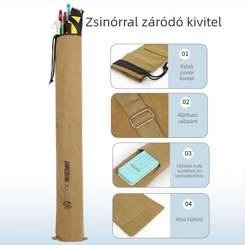 Vászon halászbot-táska, 2025 modell, vízálló, kopásálló, megerősített, hordozható