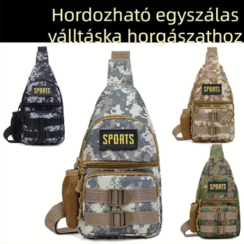 Anova Oxford anyagból készült többfunkciós horgász táska, orsó- és bottartóval, derék- és crossbody pánttal, vízálló