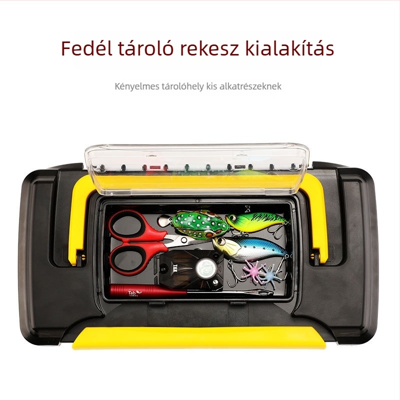 Tab Horgász kiegészítő doboz, Multifunkcionális csalik és eszközök tárolója, Nagy kétszintes felszerelés tároló