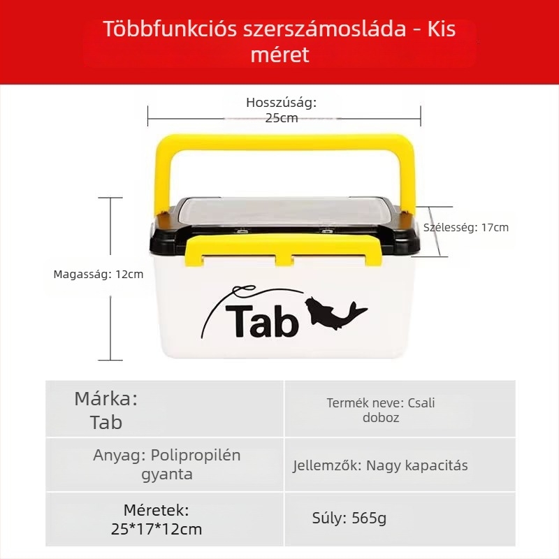 Tab Horgász kiegészítő doboz, Multifunkcionális csalik és eszközök tárolója, Nagy kétszintes felszerelés tároló