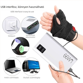 Elektromos melegítő csuklóvédő USB-vel, három hőmérséklet-szint, ínhüvely védelem
