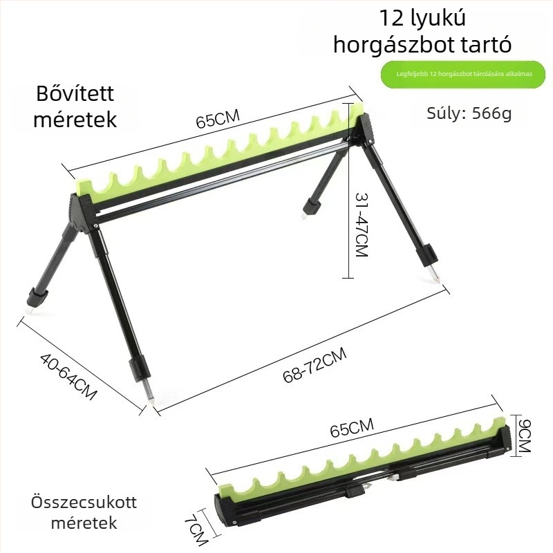 Kültéri teleszkópos horgászbot állvány, hordozható, összecsukható, több lyukkal, kétfunkciós használat tengeri és szárazföldi horgászathoz.