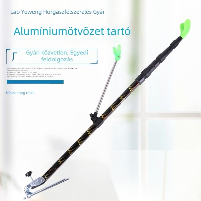 Alumínium‑ötvözetű horgászbot‑tartó, többszörös forgatással és összecsukható kivitel