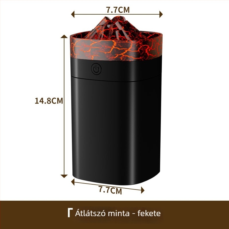 USB mini párásító színes ambient fénnyel, vulkán alakú dizájnnal – otthoni használatra, hálószoba és íróasztal