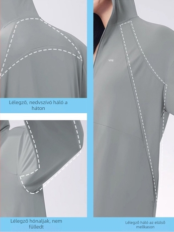 Női ice silk UV-védett kapucnis dzseki, ultra vékony, lazán szabott, nyári szabadtéri viselet