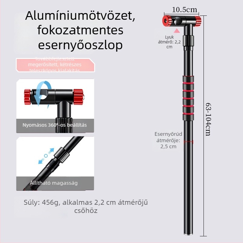 Univerzális, többirányú alsó rúd horgász esernyőhöz, rozsdamentes acél csatlakozóval és földre szerelhető tartóval