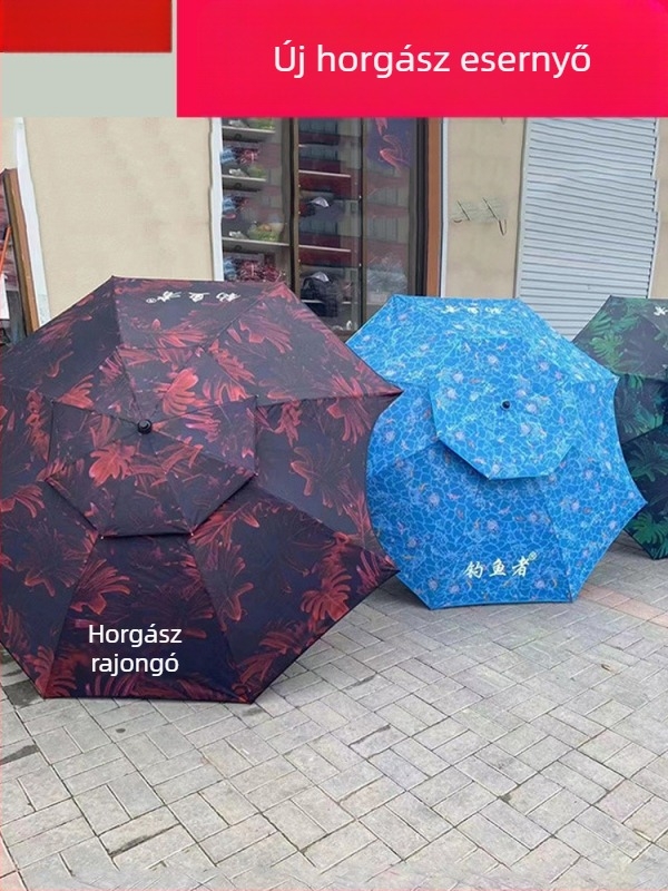 Kültéri horgász esernyő, 2,2 m, vastag universal csukló, fekete gumi bevonattal
