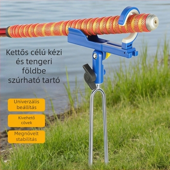 Horgászbot tartó és állvány, földbe szúrható, kettős használatú, tenger- és kézi botokhoz, hosszú univerzális botállvány