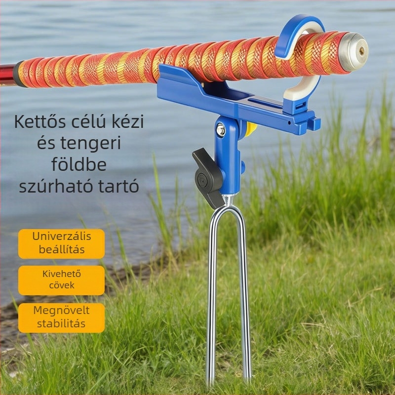Horgászbot tartó és állvány, földbe szúrható, kettős használatú, tenger- és kézi botokhoz, hosszú univerzális botállvány