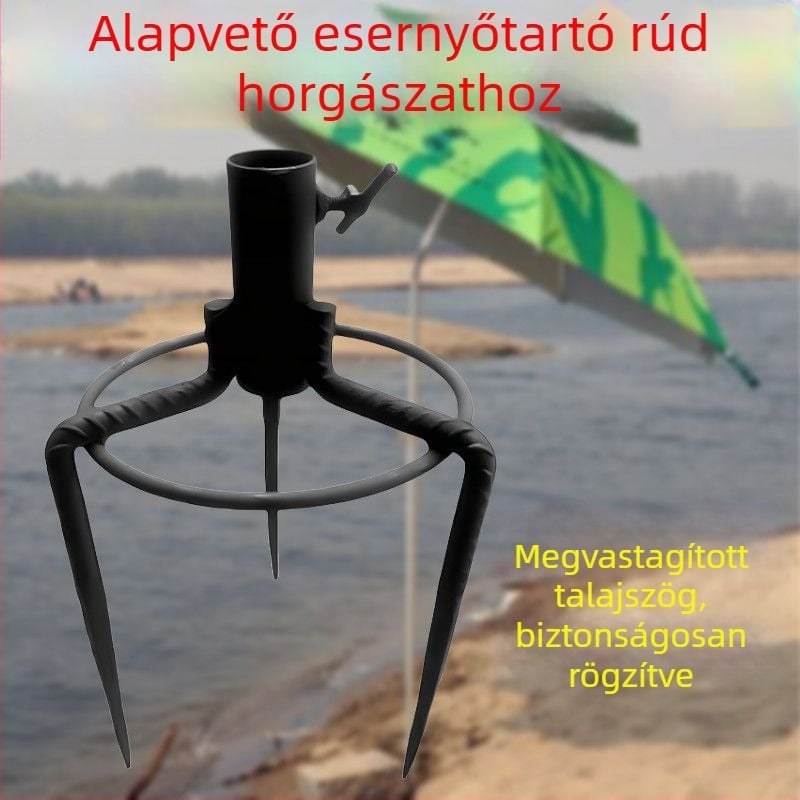 Háromszög alakú esernyőtalp – nagy kültéri ernyőkhöz, talajba rögzítés, használható standokhoz és horgászathoz