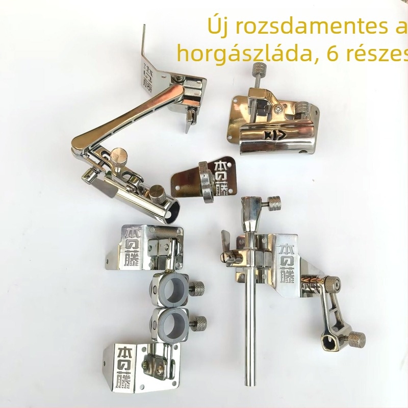 Új fonott horgászdoboz rozsdamentes acél kiegészítőkkel – megerősített saroktoronytartó, esernyő-tartó, gyorscsatlakozású etetőtál tartó – teljes készlet