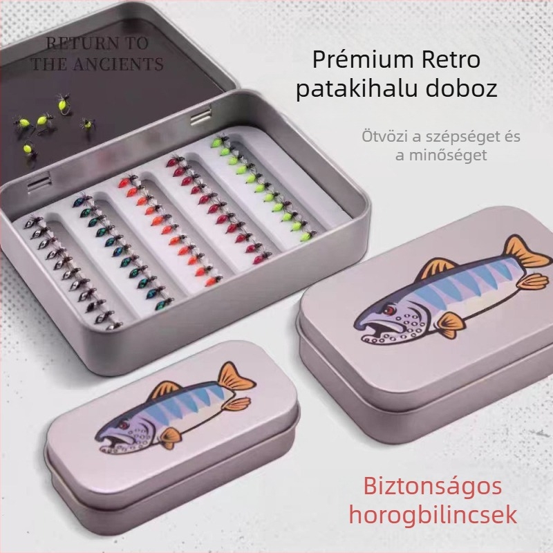 Mágneses, kis vas doboz horgok és kellékek tárolására, hordozható csalihordó doboz