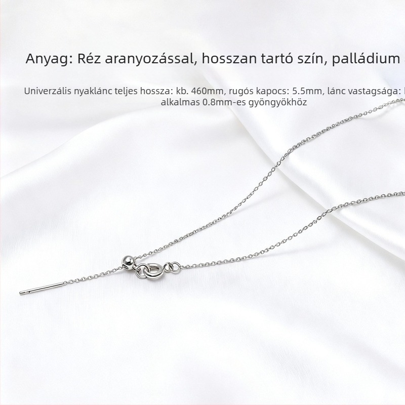 14K valódi arany, állítható gyöngyös lánc O-formájú gyöngyszemeivel - DIY minimalist és sokoldalú női nyaklánc