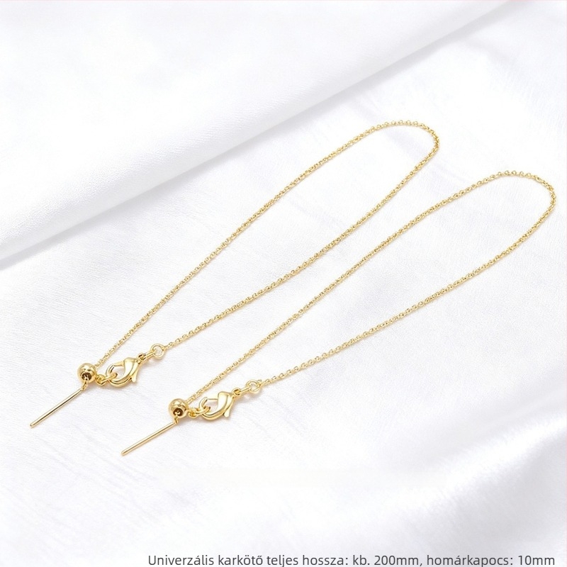 14K valódi arany, állítható gyöngyös lánc O-formájú gyöngyszemeivel - DIY minimalist és sokoldalú női nyaklánc