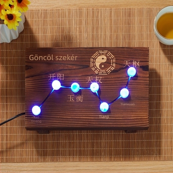 Tömörfa Big Dipper lámpa fenyőfa faragással és nyolc trigram orientációs diagrammal, asztali dekor nappaliba és az irodába