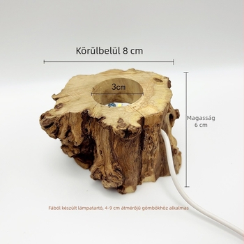 Éjjeliszekrény lámpa kristálygömb alapú, természetes fa gyökér faragással, fehér LED, USB-s vagy konnektoros tápegység