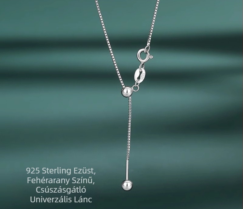 925-ös sterling ezüst boxlánc DIY gyöngyös medállal és állítható toldattal, hossz 41–50 cm