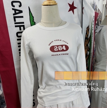 BM-stílusú női pamut hosszú ujjú T‑shirt feliratos nyomással, kerek nyakú, karcsú fazon, mindennapi viselet
