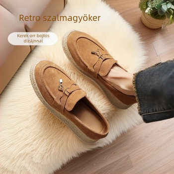2026-ös új stílus női valódi bőr loaferek, vastag talppal, platform, slip-on