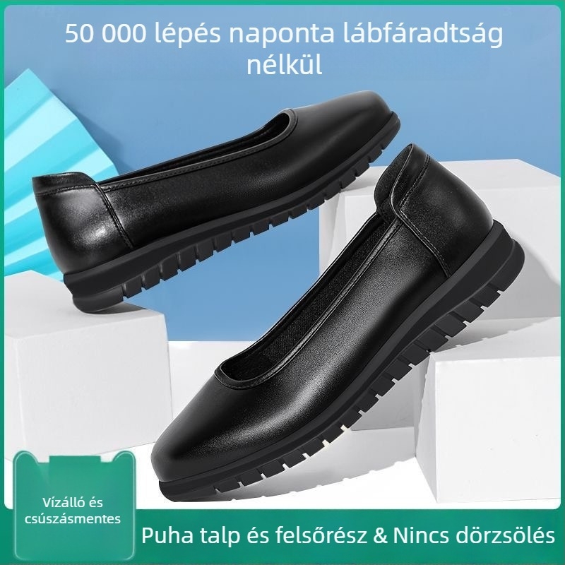 Női mokaszli műbőrből, puha talpú, csúszásmentes, vízálló lapos talpú cipő konyhai munkához