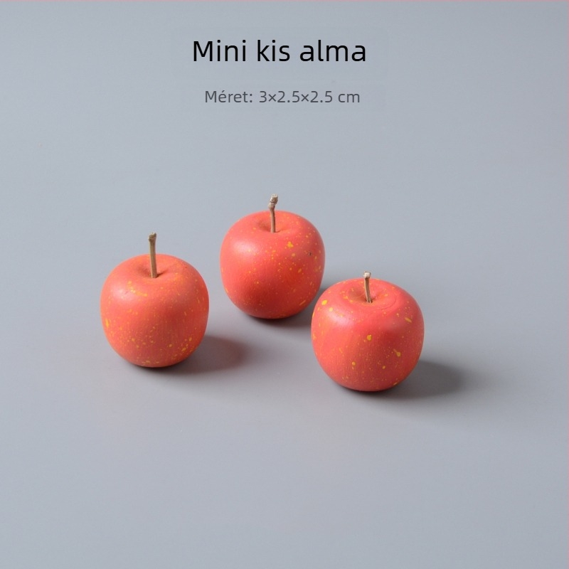 Kézzel festett, faragott alma alakú dísztárgy, faanyagból készült dekoráció fotózáshoz és asztali díszítéshez