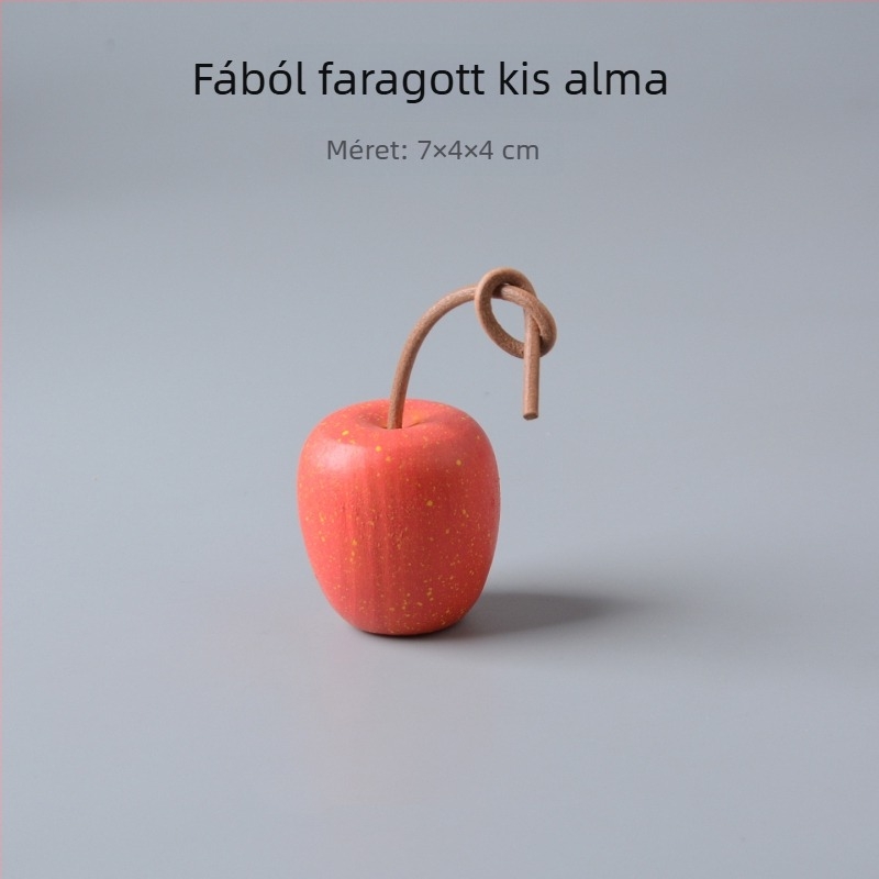 Kézzel festett, faragott alma alakú dísztárgy, faanyagból készült dekoráció fotózáshoz és asztali díszítéshez