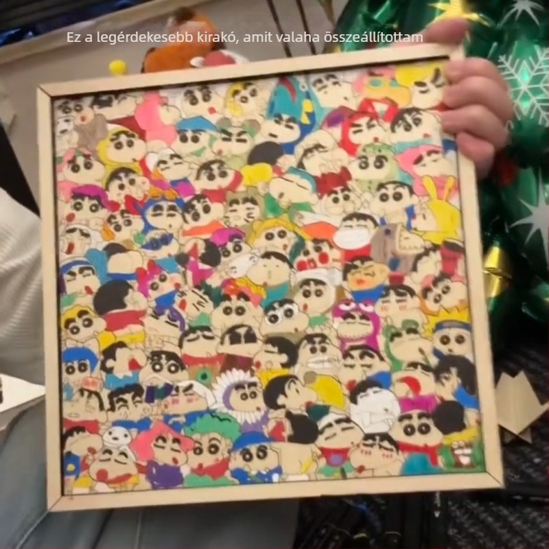 Shin-chan grafitos fa puzzle: aszimmetrikus alakú, kézzel festett, DIY, színezhető, családi portré