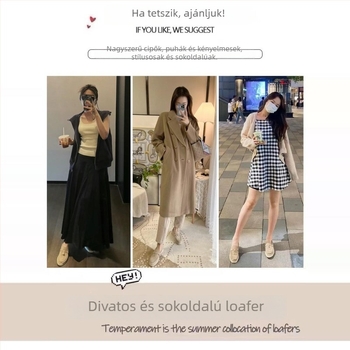 Női magasságot növelő bojtos csatos loafers, slip-on, valódi bőr, puha talp, régi pénz stílus