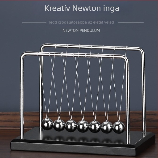 Newton's cradle hét golyóval – fa-asztali dekoráció