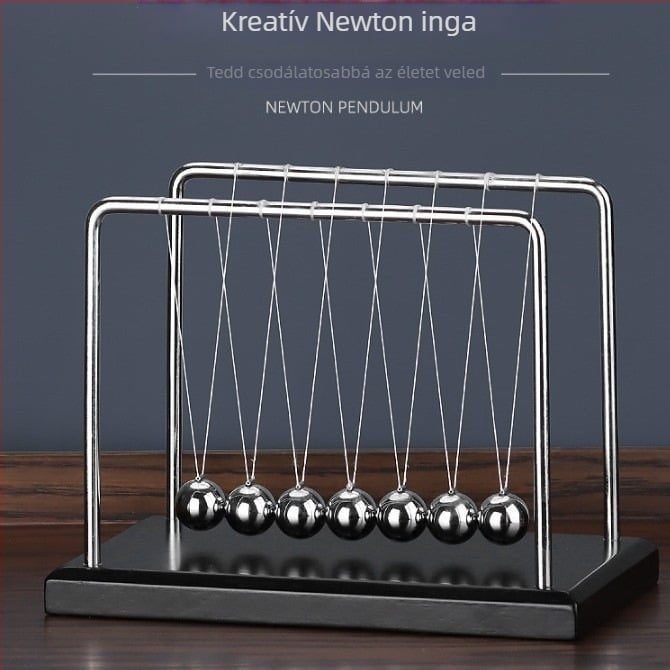 Newton's cradle hét golyóval – fa-asztali dekoráció