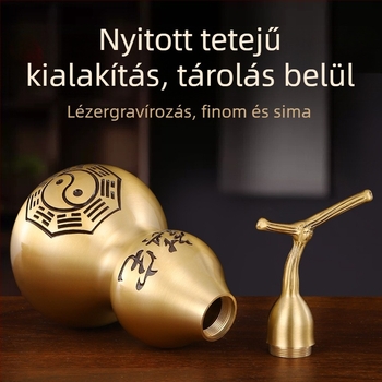Sárgaréz aranyszínű tök alakú dísz – Bagua fémművészeti dekoráció otthonra