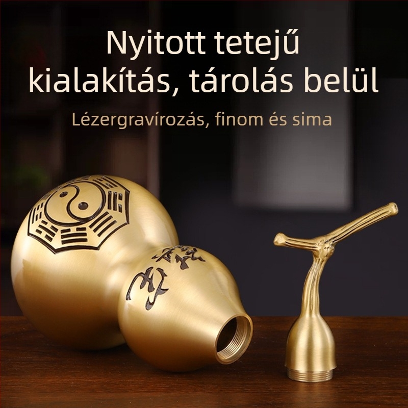 Sárgaréz aranyszínű tök alakú dísz – Bagua fémművészeti dekoráció otthonra