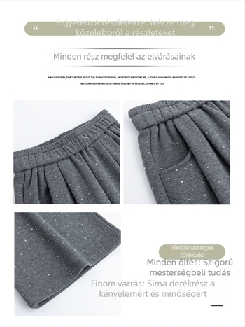 Női széles lábú nadrág strasszokkal és fleece-bevonattal téli viselet, egyenes szabás