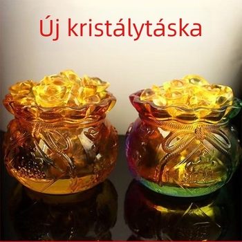 Kreatív új sárga citrin pénztáska és kincses tál kristályból — otthoni dekoráció