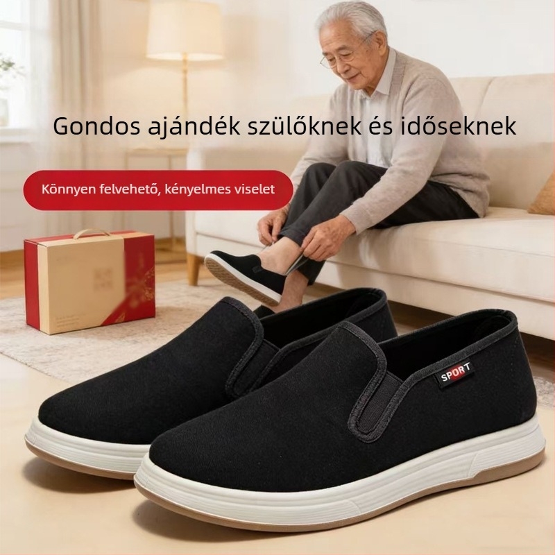 Férfi Old Beijing vászoncipő, többszörös talpú, lélegző, csúszásmentes, kopásálló, alacsony felsőrésszel, vezetésre szánt cipő