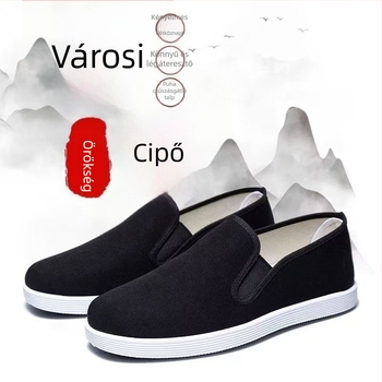 Uniszex textil munkacipő, slip-on, vastag puha talppal, alacsony felsőrésszel, légáteresztő, tavaszra, nyárra és őszre