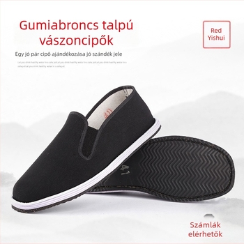 Erősített, vastag gumitalpú vászon cipő, lélegző munkacipő, slip-on, uniszex