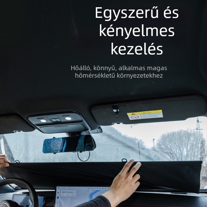 Autó első szélvédőjére szánt napvédő függöny, ablaktakaró és hőszigetelő panel vákuumcsészékkel